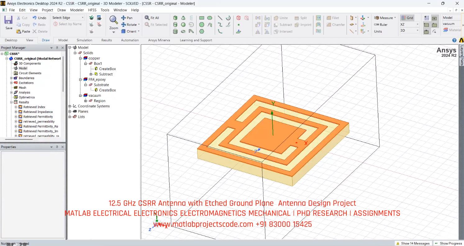 12.5 GHz CSRR Antenna With Etched Ground Plane Antenna Design Project project thumbnail image