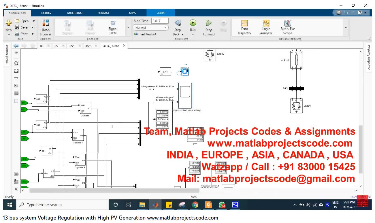 13 Bus System Voltage Regulation With High Pv Generation-Matlab Simulink Simulation project simulation thumbnail for Renewable Energy Engineering