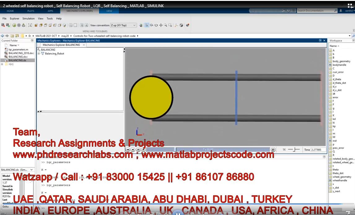 2 Wheeled Self Balancing Robot _ Self Balancing Robot _ Lqr _ Self Balancing _ Matlab _ Simulink project thumbnail image