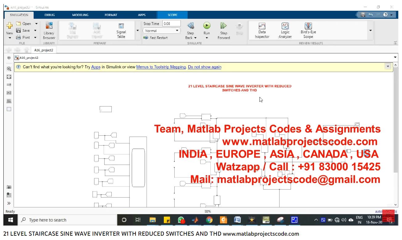 21 Level Staircase Sine Wave Inverter With Reduced Switches And Thd-Matlab Simulink-Electrical Assignments-Projects-Phd Research project thumbnail image