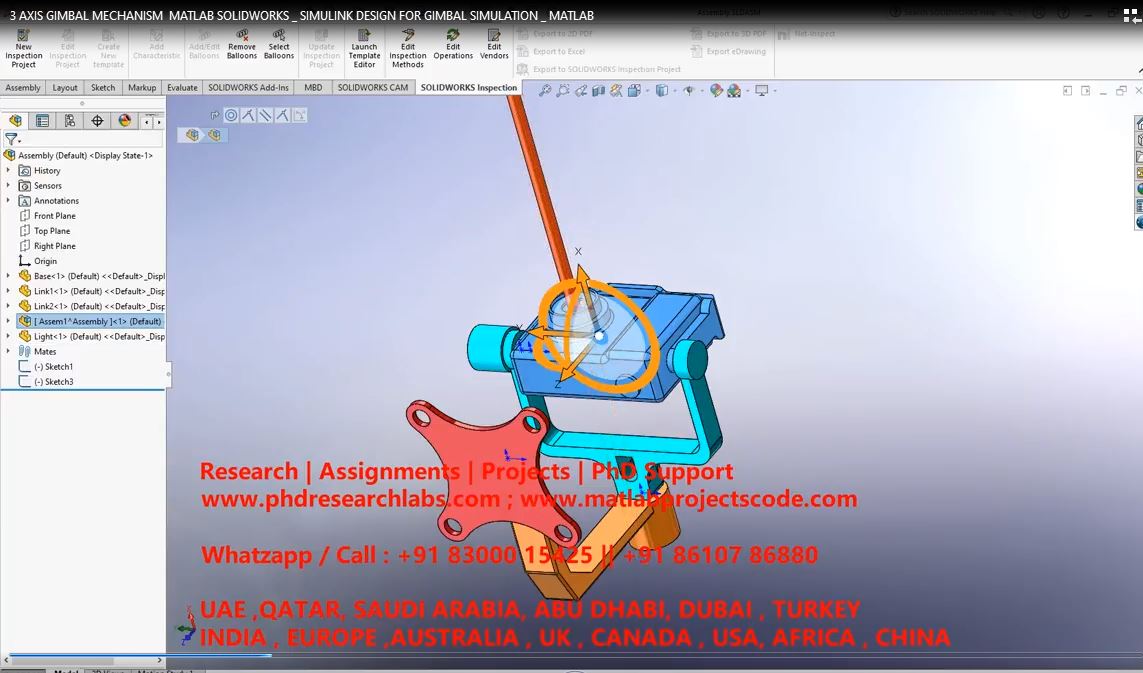 3 Axis Gimbal Mechanism Matlab Solidworks _ Simulink Design For Gimbal Simulation _ Matlab project thumbnail image