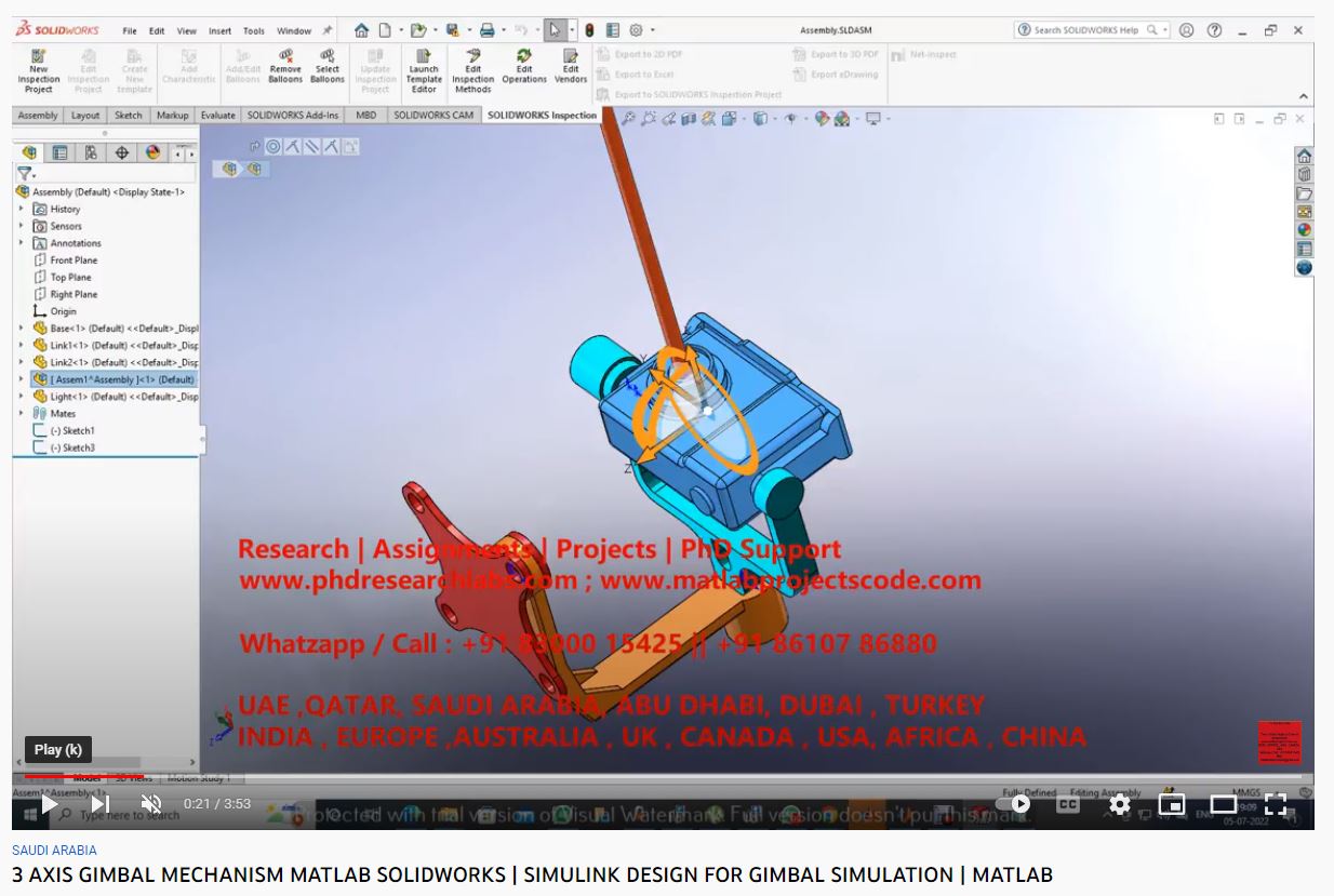 3AXIS - GIMBAL MECHANISM- MATLAB SOLIDWORKS project thumbnail image