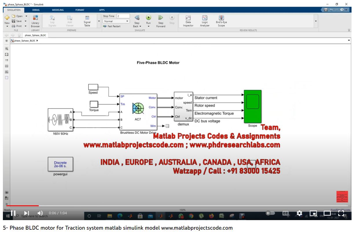 5- Phase Bldc Motor For Traction System Matlab Simulink Model project thumbnail image