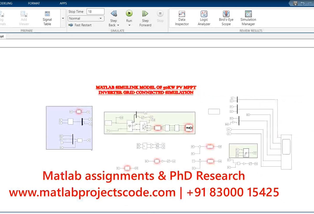 50Kw Pv Mppt Inverter Grid Connected Simulation - Matlab Simulink Model project thumbnail image