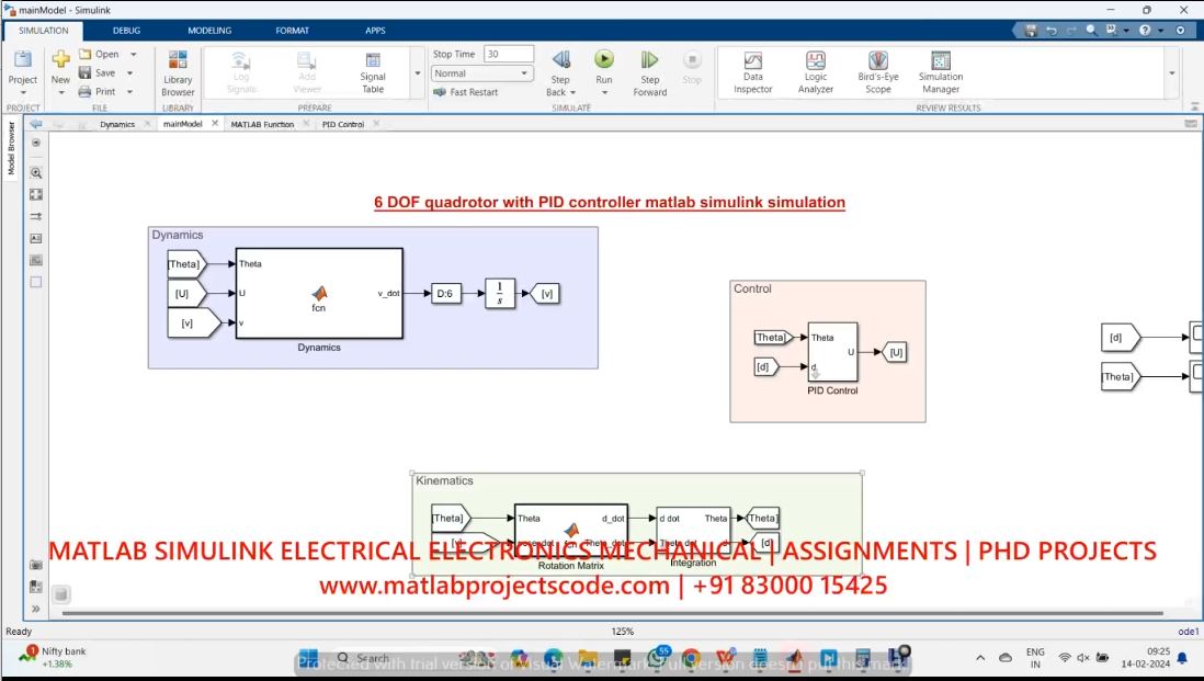 6 Dof Quadrotor With Pid Controller Matlab Simulink Simulation project thumbnail image