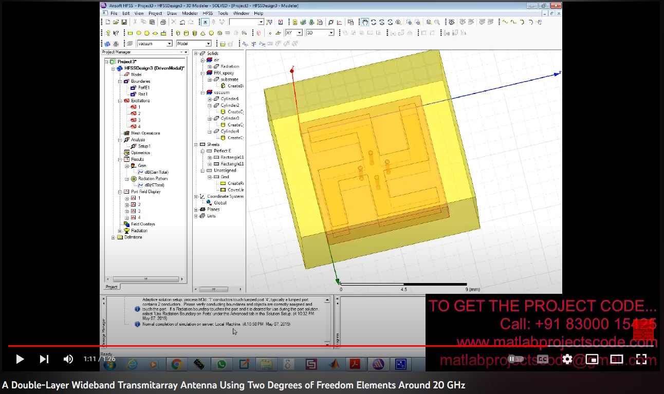 A Double-Layer Wideband Transmitarray Antenna using Two Degrees of Freedom Elements Around 20 GHz project thumbnail image