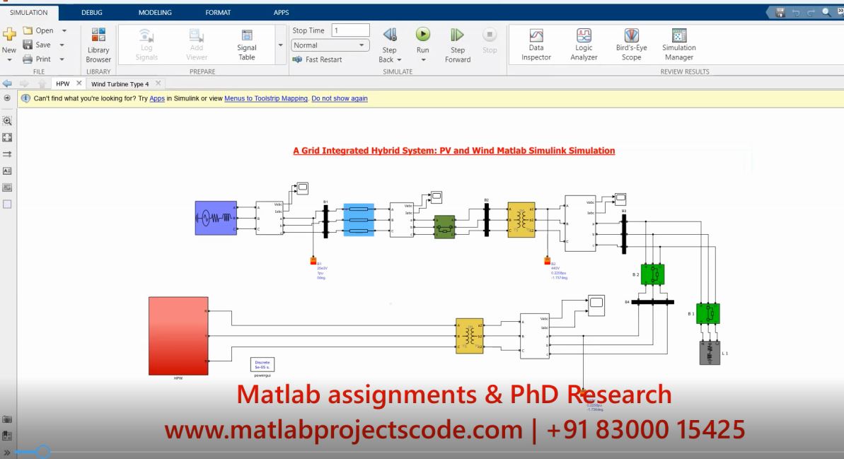 A Grid Integrated Hybrid System Pv And Wind Matlab Simulink Simulation project thumbnail image