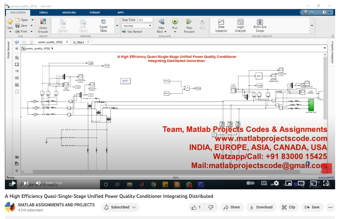 A High Efficiency Quasi-Single-Stage Unified Power Quality Conditioner Integrating Distributed project simulation thumbnail for Renewable Energy Engineering