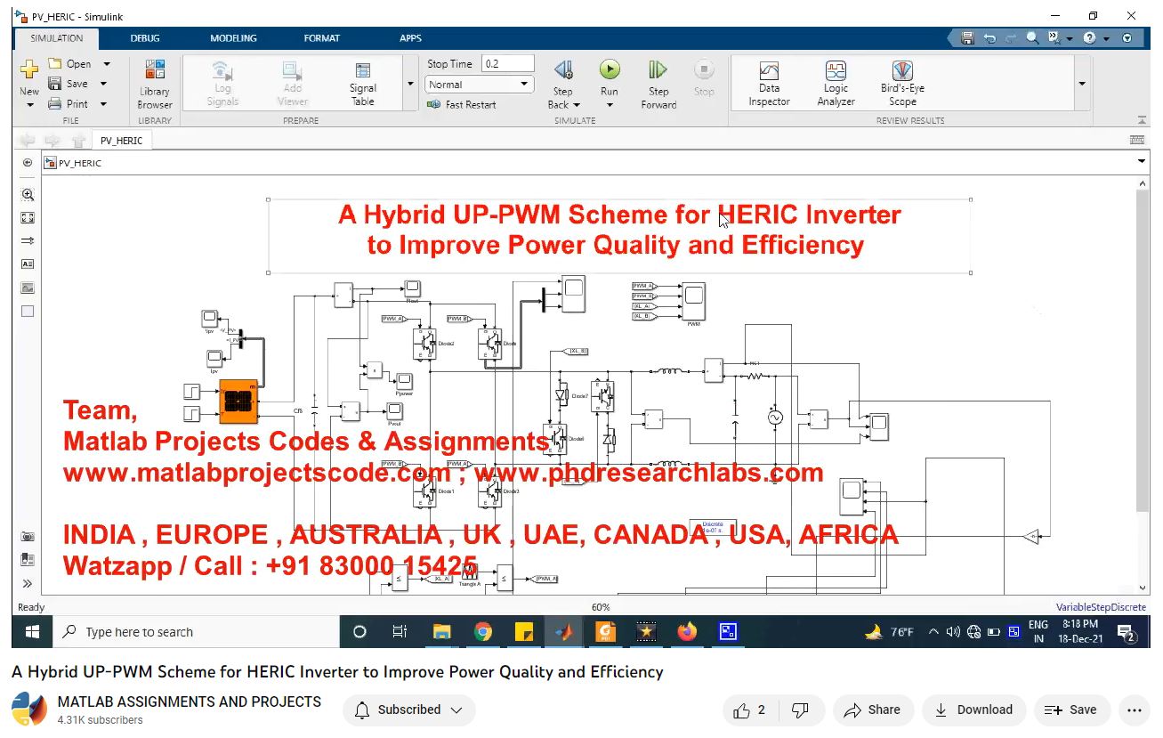 A Hybrid Up-Pwm Scheme For Heric Inverter To Improve Power Quality And Efficiency project simulation thumbnail for Renewable Energy Engineering