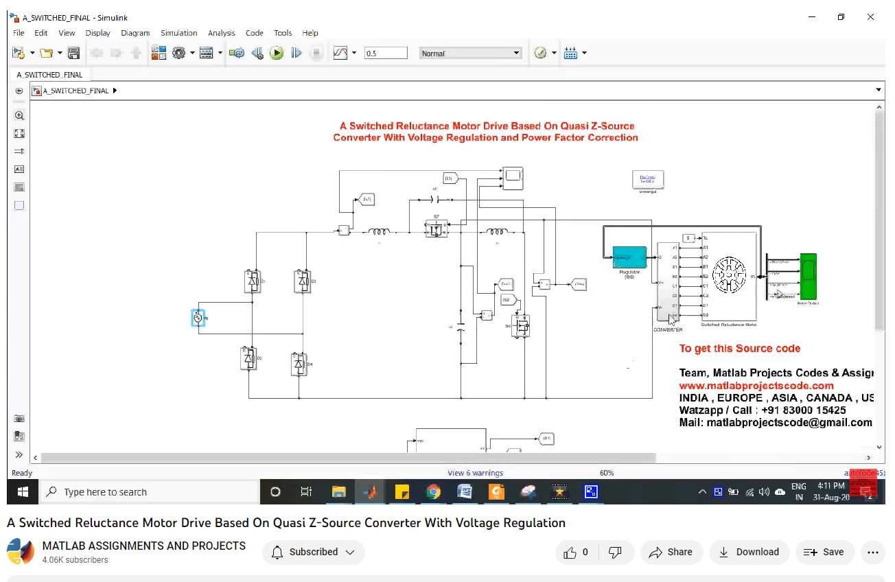 A Switched Reluctance Motor Drive Based On Quasi Z-Source Converter With Voltage Regulation-Matlab Simulink-Electrical Assignments-Projects-Phd Research project thumbnail image