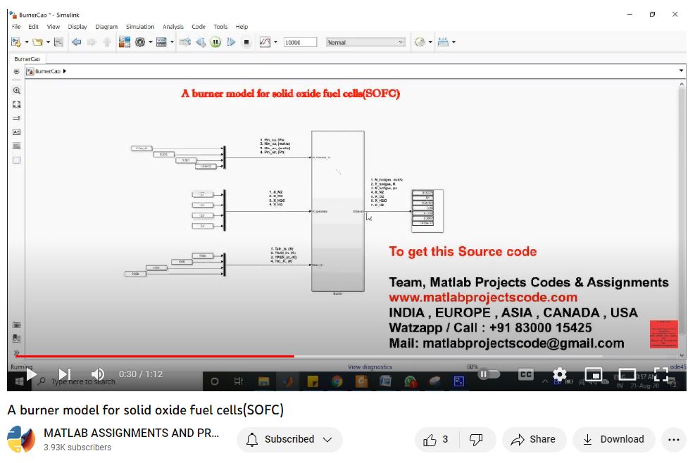 A Burner Model For Solid Oxide Fuel Cells Sofc project simulation thumbnail for Renewable Energy Engineering