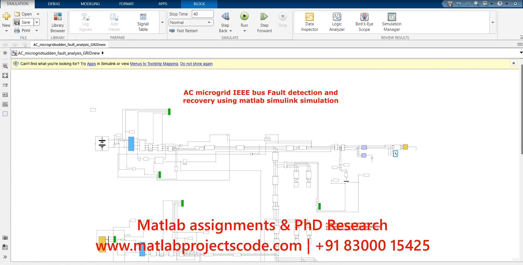 Ac Microgrid Ieee Bus Fault Detection And Recovery Using Matlab Simulink Simulation project thumbnail image