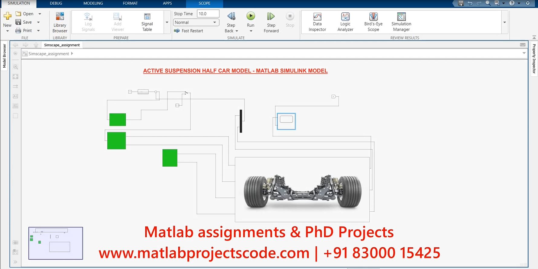 Active Suspension Half Car Model - Matlab Simulink Assignment project thumbnail image