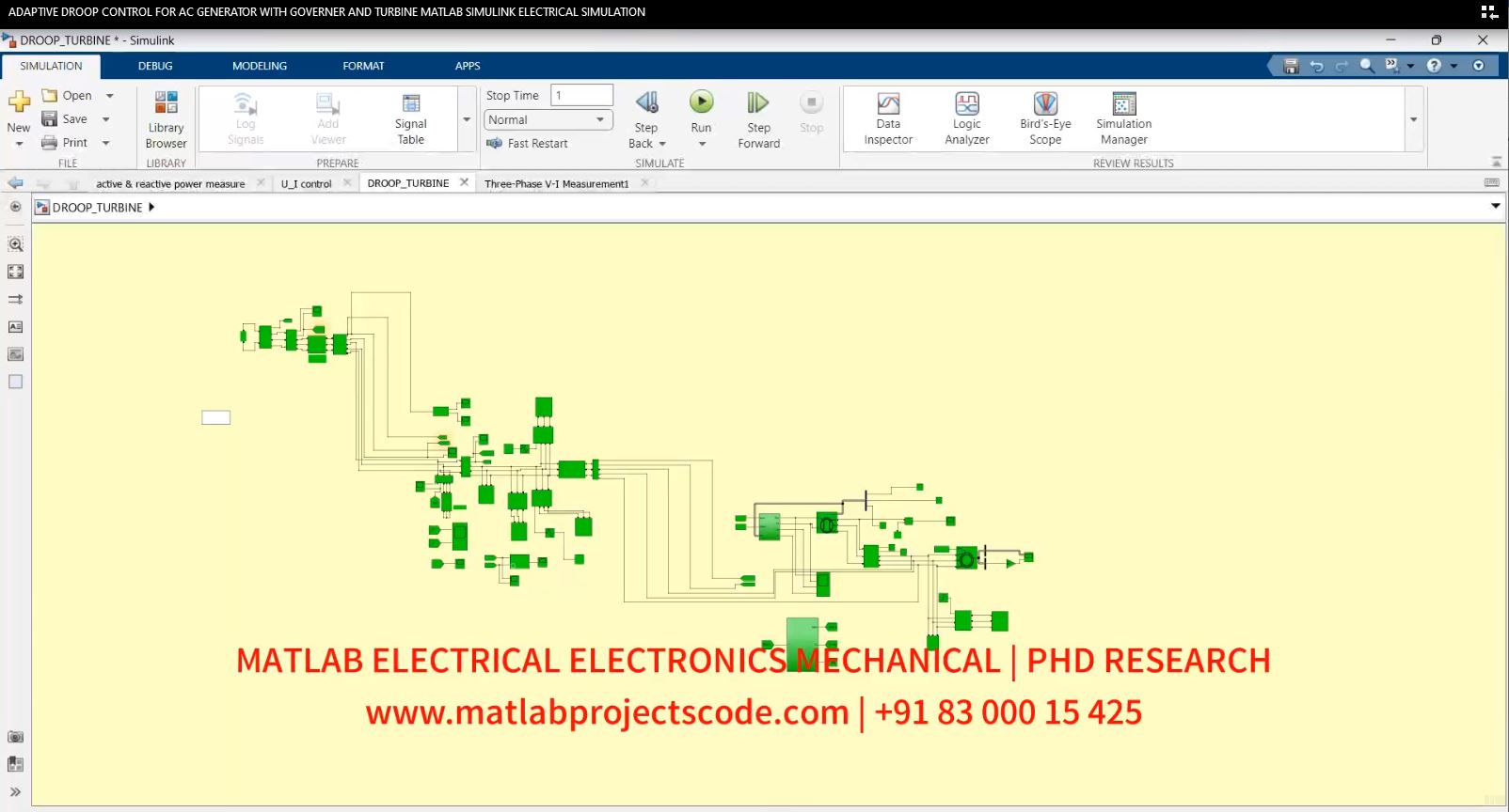 Adaptive Droop Control For Ac Generator With Governer And Turbine Matlab Simulink Electrical Simulation project thumbnail image