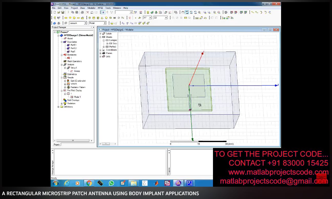 ARECTANGULAR MICROSTRIP PATCH ANTENNA using BODY IMPLANT APPLICATIONS project thumbnail image