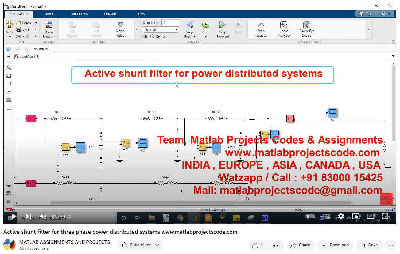 Active Shunt Filter For Power Distributed Systems-Matlab Simulink-Electrical Assignments-Projects-Phd Research project thumbnail image