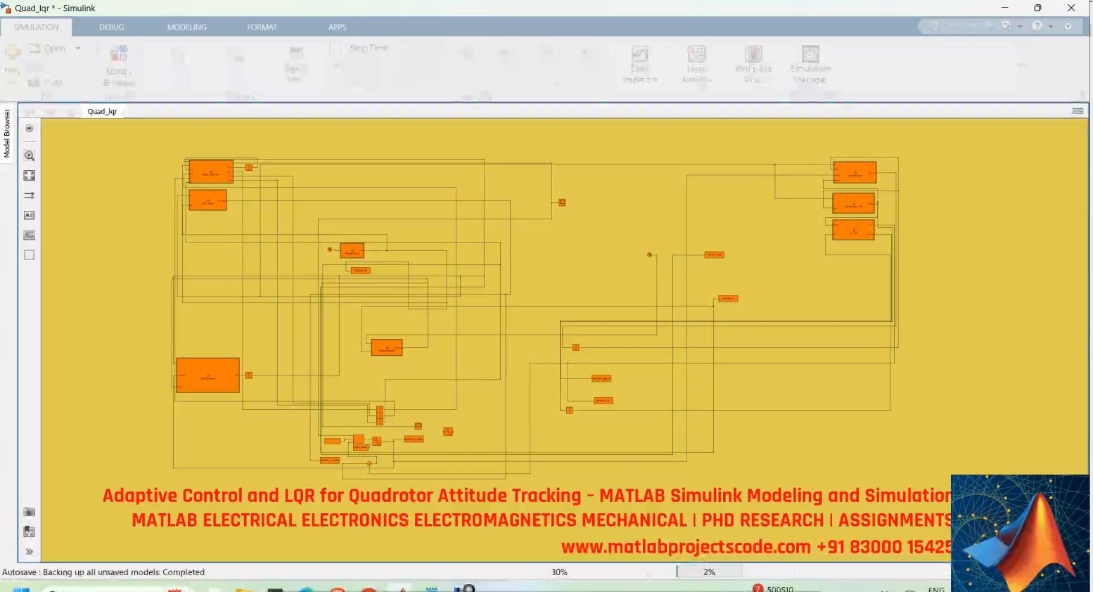 Adaptive Control And Lqr For Quadrotor Attitude Tracking Matlab Simulink Modeling And Simulation project thumbnail image