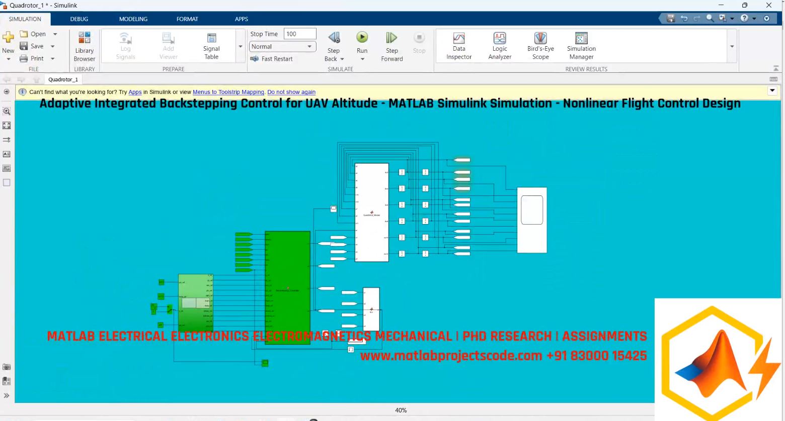 Adaptive Integrated Backstepping Control For Uav Altitude - Matlab Simulink Simulation - Nonlinear Flight Control Design project thumbnail image
