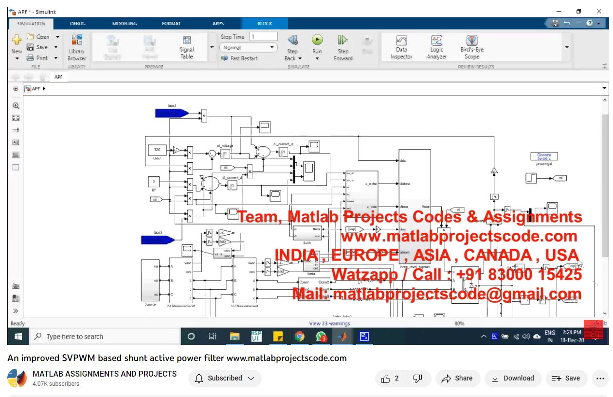 An Improved Svpwm Based Shunt Active Power Filter -Matlab Simulink-Electrical Assignments-Projects-Phd Research project simulation thumbnail for Renewable Energy Engineering