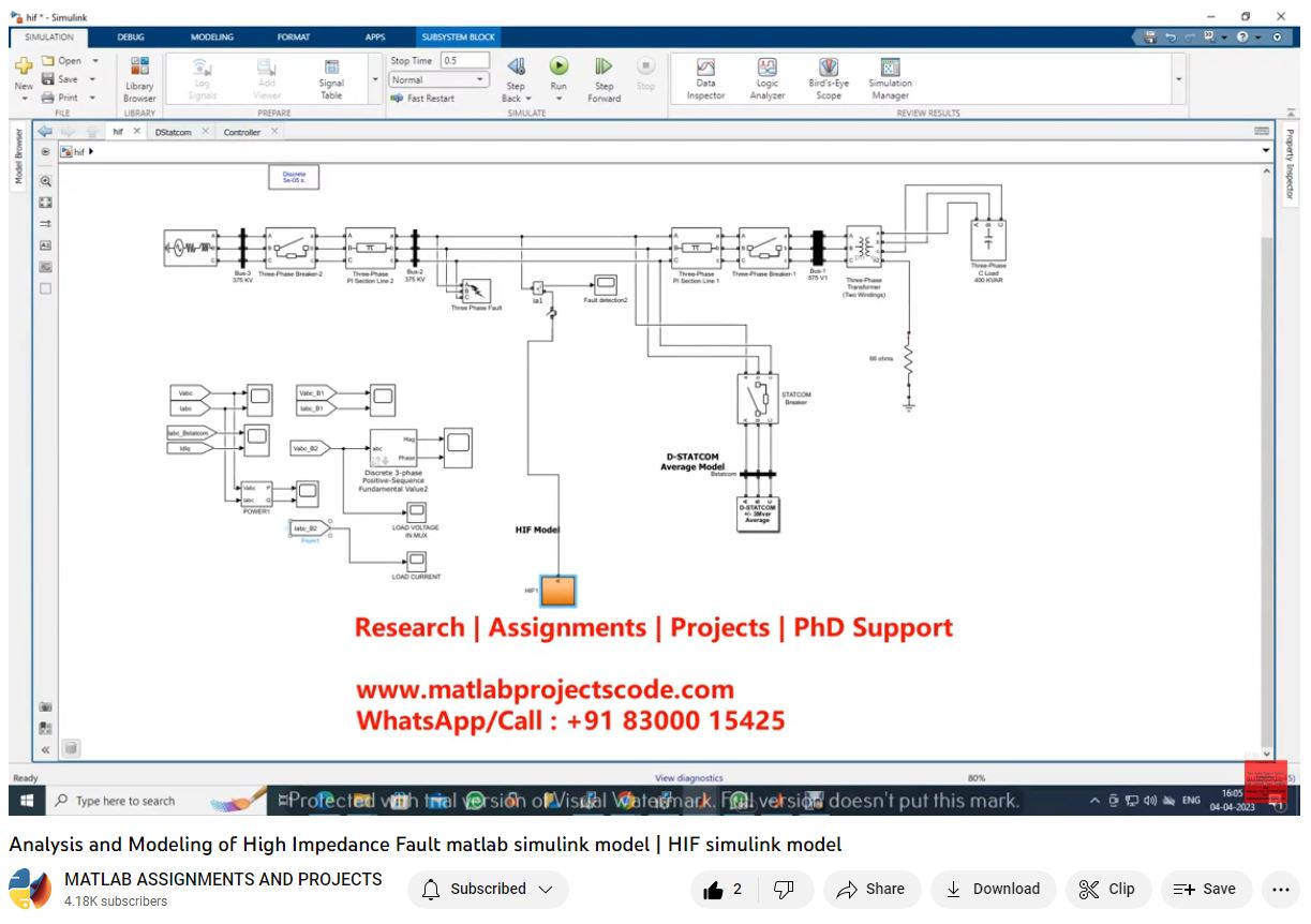 Analysis And Modeling Of High Impedance Fault Matlab Simulink Model project thumbnail image
