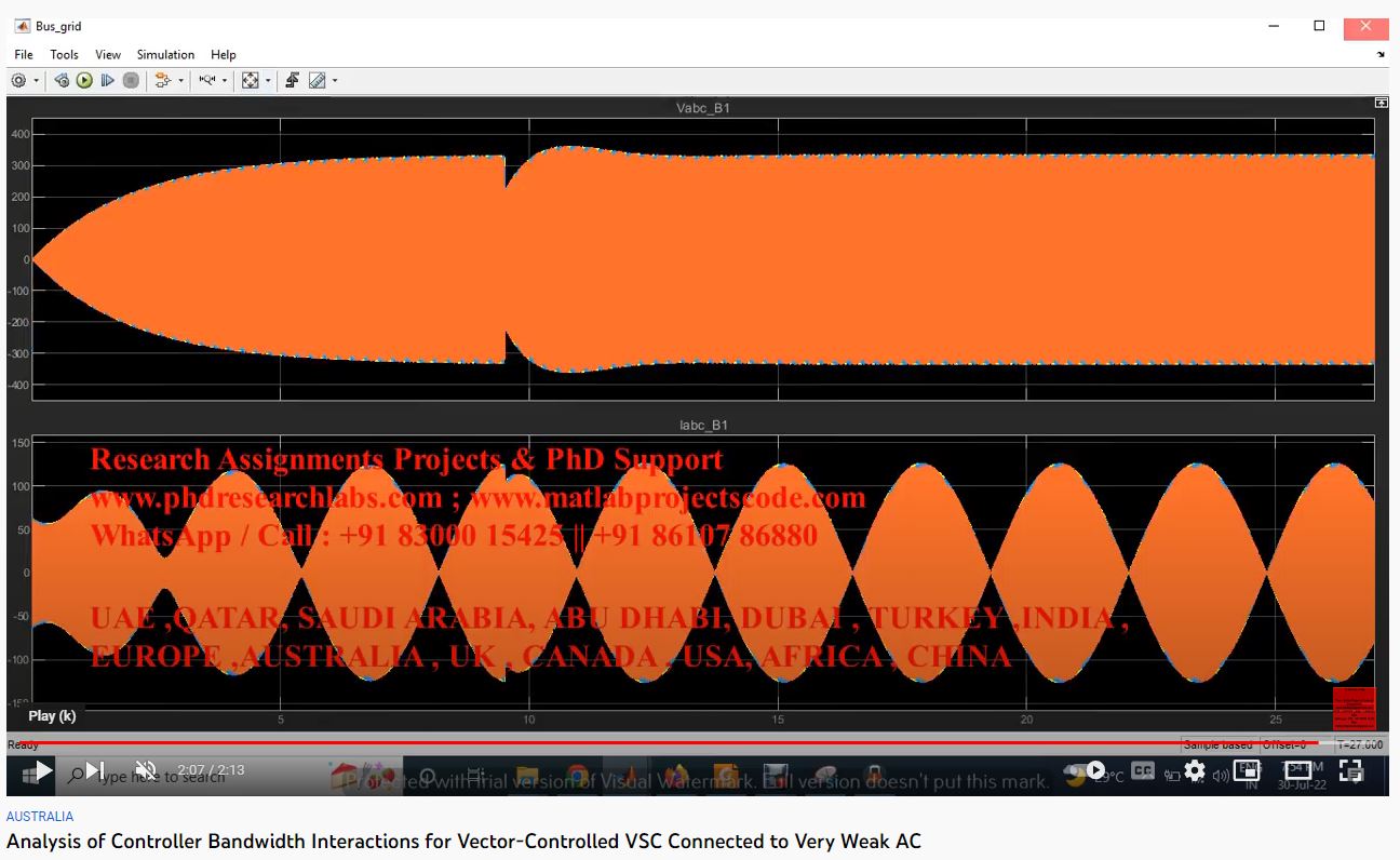 Analysis of Controller Bandwidth Interactions for Vector-Controlled VSC Connected to Very Weak AC Grids-MATLAB SIMULINK Assignments project thumbnail image