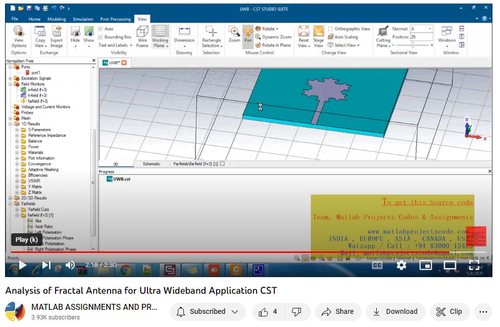 Analysis Of Fractal Antenna For Ultra Wideband Application Cst project thumbnail image