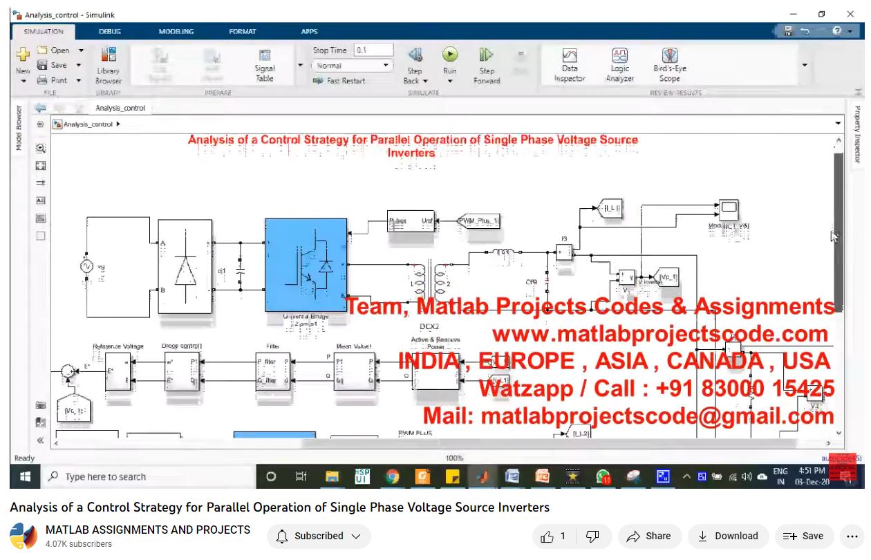 Analysis Of A Control Strategy For Parallel Operation Of Single Phase Voltage Source Inverters-Matlab Simulink-Electrical Assignments-Projects-Phd Research project thumbnail image