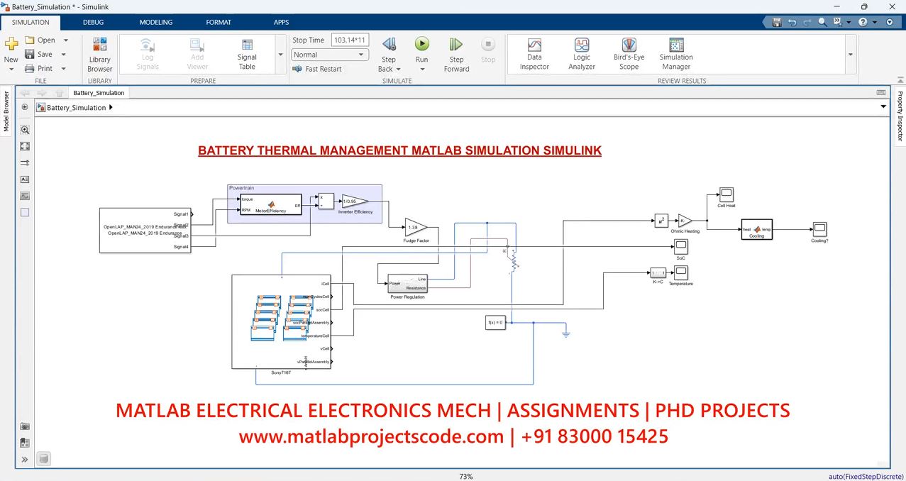 Battery Thermal Management Matlab Simulation Simulink - Phd Research project thumbnail image