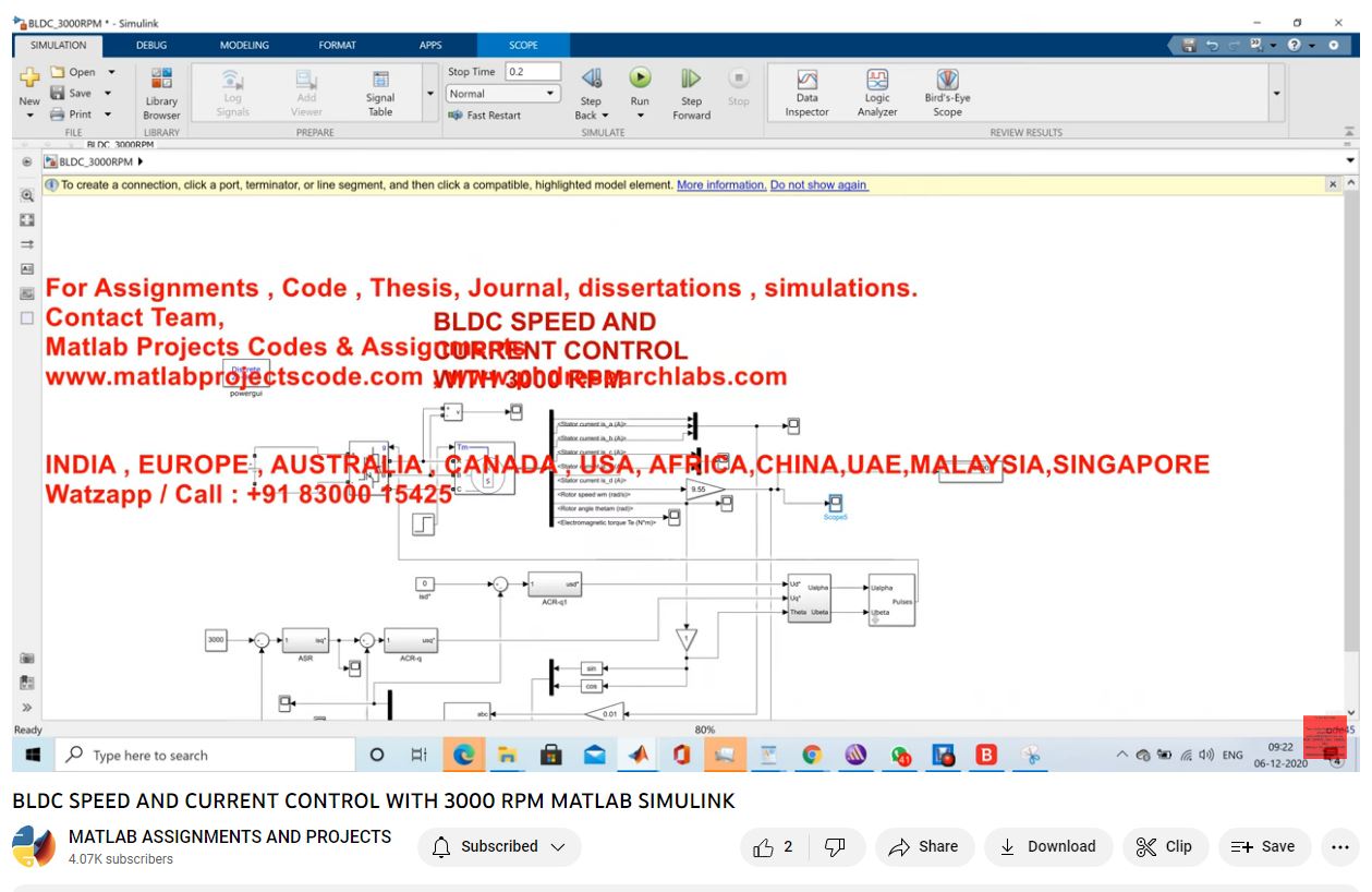Bldc Speed And Current Control With 3000 Rpm Matlab Simulink-Matlab Simulink-Electrical Assignments-Projects-Phd Research project thumbnail image