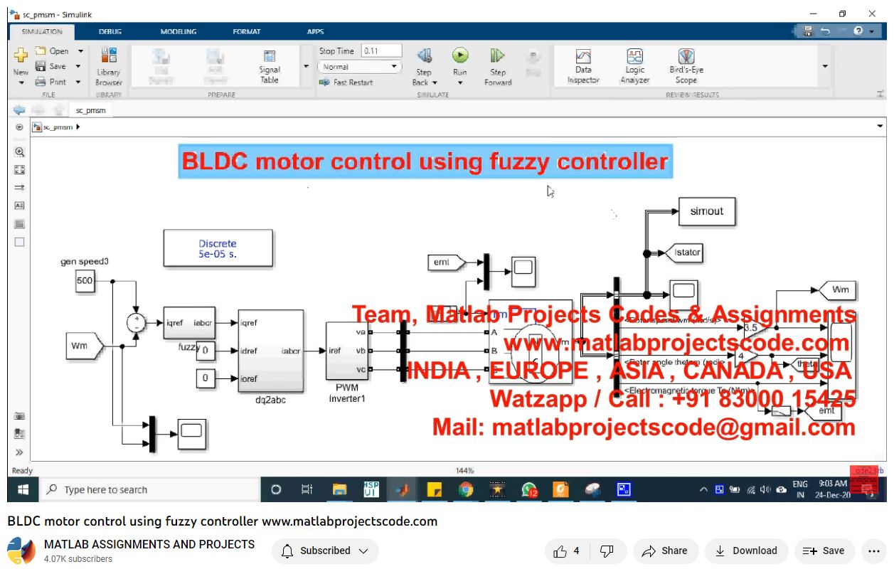 Bldc Motor Control Using Fuzzy Controller-Matlab Simulink-Electrical Assignments-Projects-Phd Research project thumbnail image