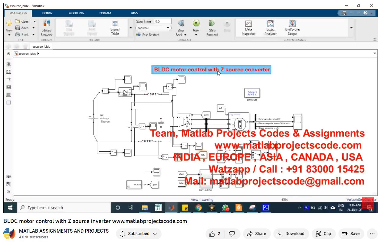 Bldc Motor Control With Z Source Inverter-Matlab Simulink-Electrical Assignments-Projects-Phd Research project thumbnail image