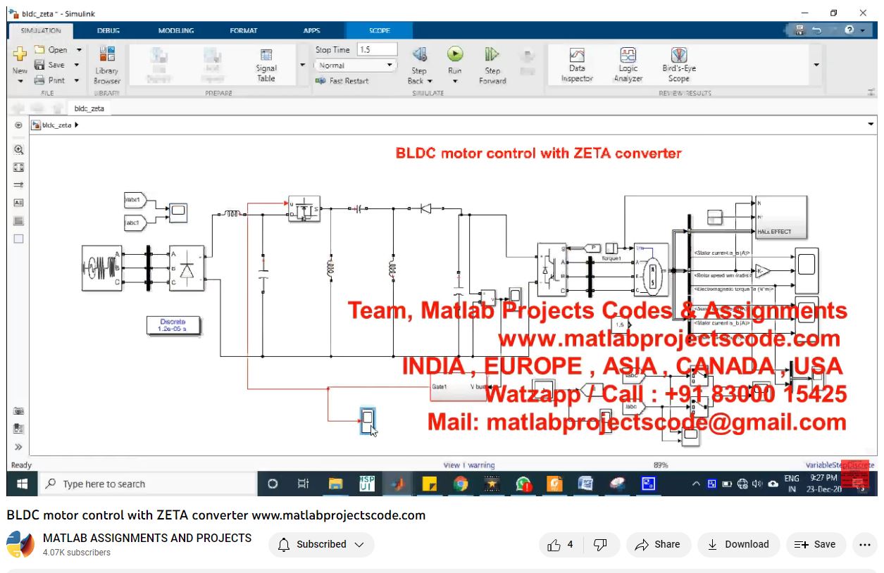 Bldc Motor Control With Zeta Converter-Matlab Simulink-Electrical Assignments-Projects-Phd Research project thumbnail image