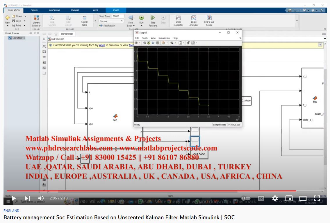 Battery Management SOC Estimation based on Unscented Kalman Filter MATLAB SIMULINK project thumbnail image
