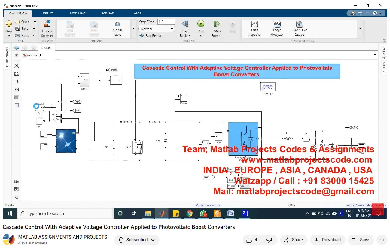 Cascade Control With Adaptive Voltage Controller Applied To Photovoltaic Boost Converters project thumbnail image