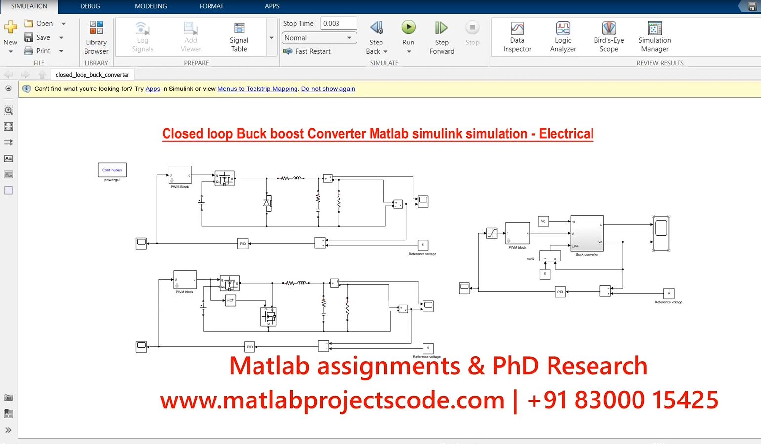 Closed Loop Buck Boost Converter Matlab Simulink Simulation - Electrical project thumbnail image