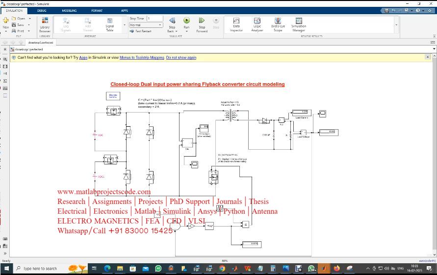 Closed Loop Dual Input Source Dc Dc Flyback Converter Using Matlab Simulink project thumbnail image