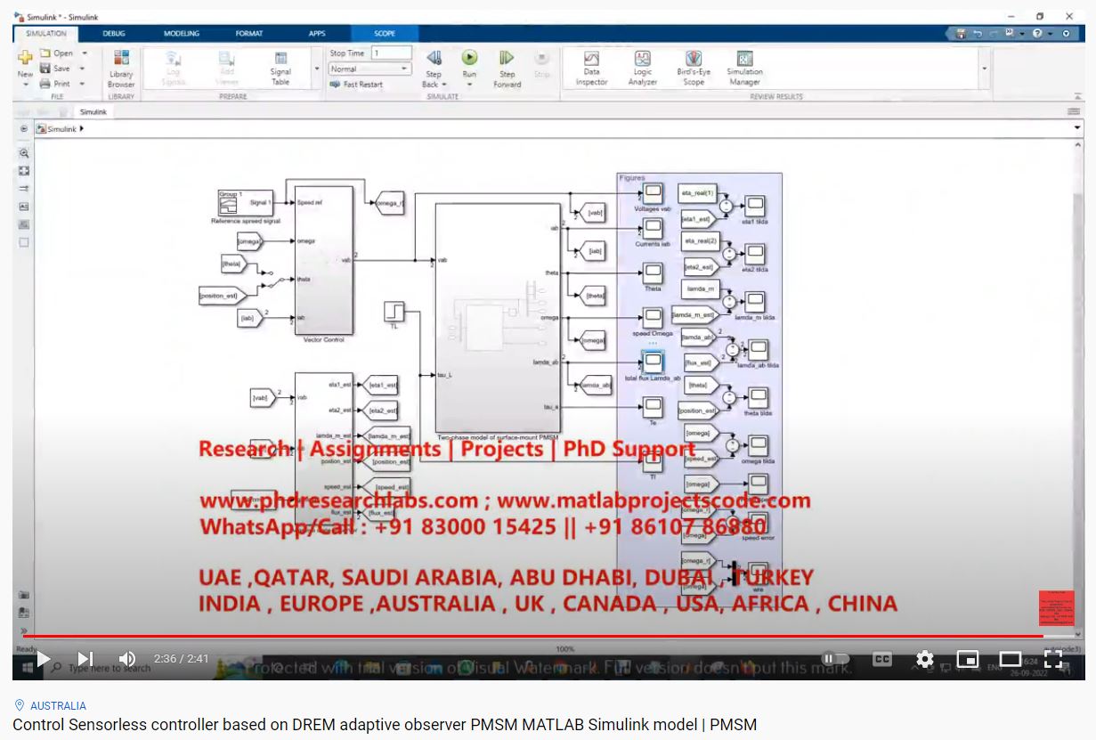 Control Sensorless Controller based on DREM Adaptive Observer PMSM MATLAB SIMULINK Model project thumbnail image