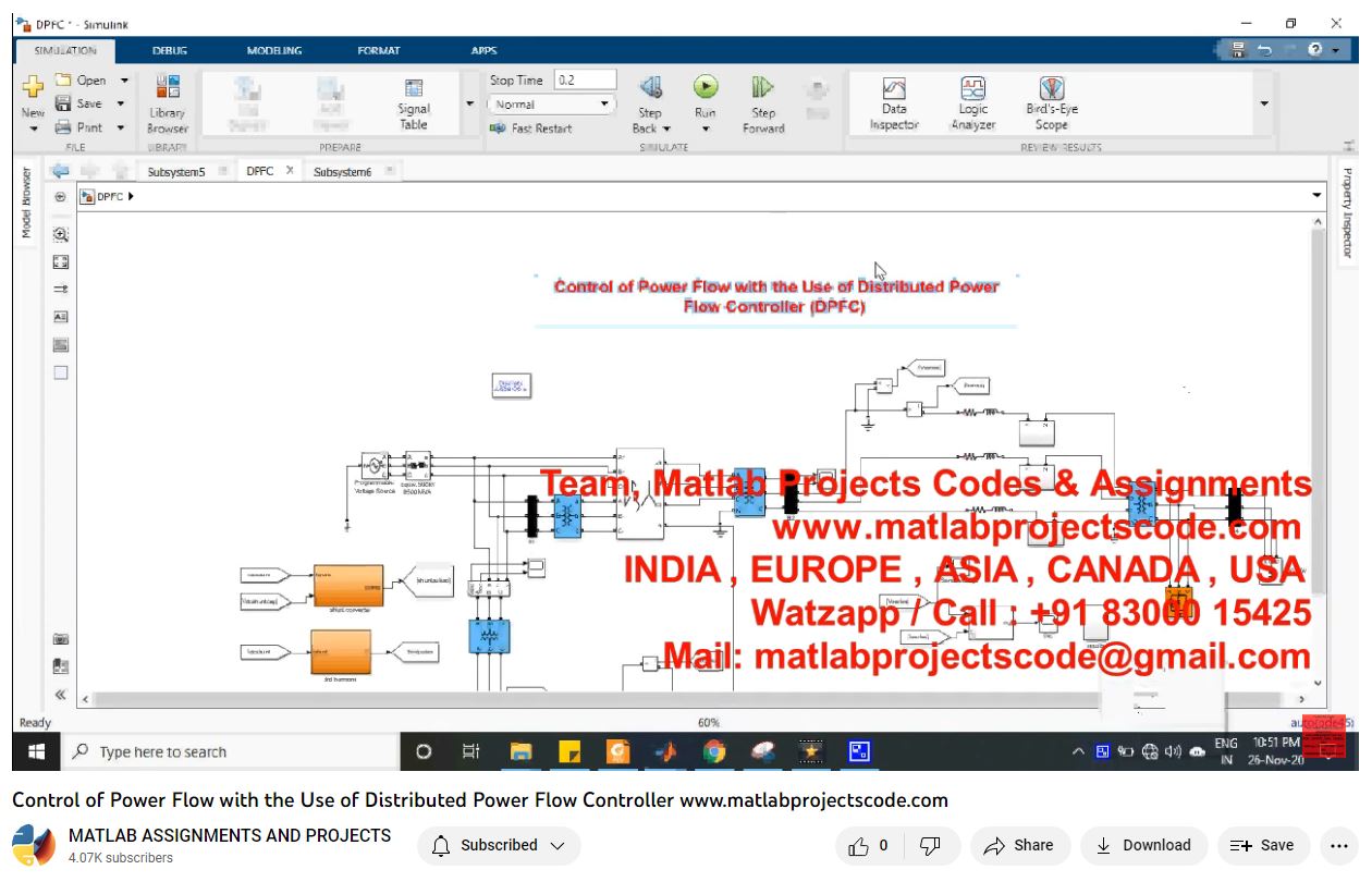 Control Of Power Flow With The Use Of Distributed Power Flow Controller-Matlab Simulink-Electrical Assignments-Projects-Phd Research project thumbnail image