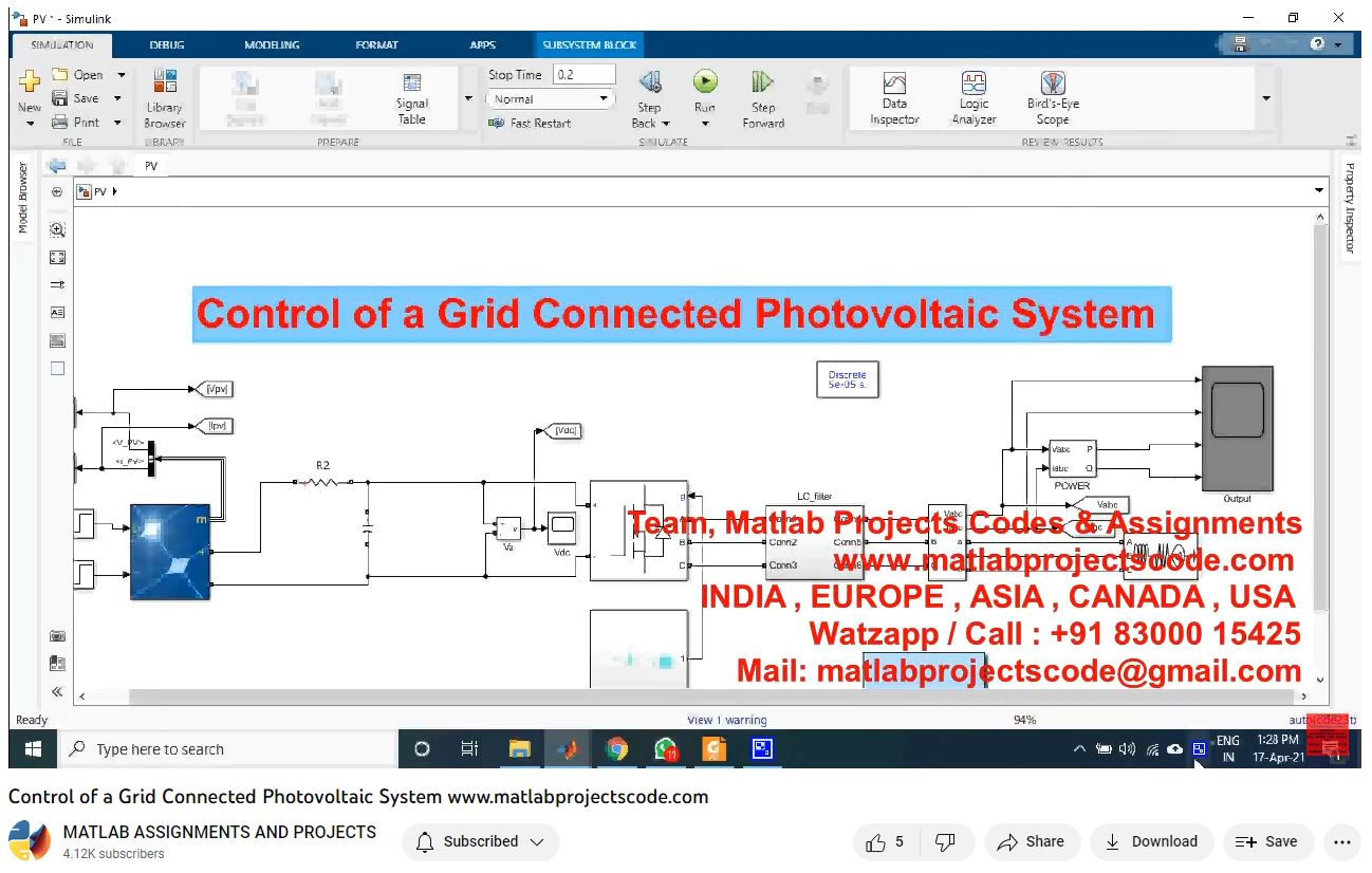 Control Of A Grid Connected Photovoltaic System project thumbnail image