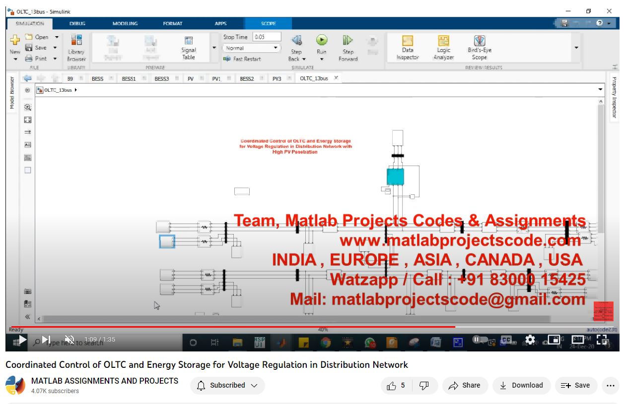 Coordinated Control Of Oltc And Energy Storage For Voltage Regulation In Distribution Network-Matlab Simulink-Electrical Assignments-Projects-Phd Research project thumbnail image