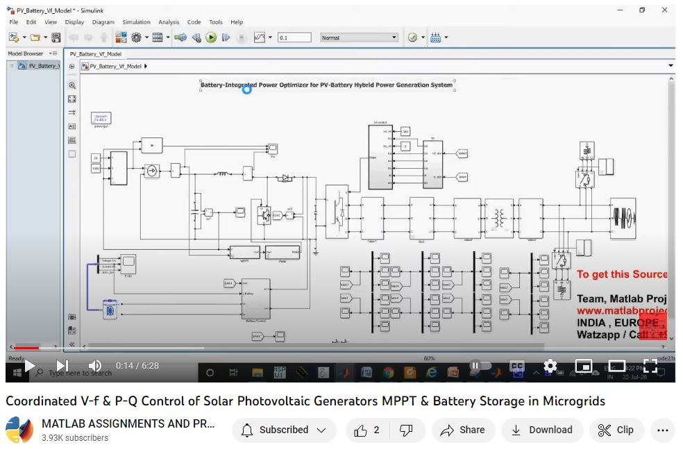 Coordinated V-F P-Q Control Of Solar Photovoltaic Generators Mppt Battery Storage In Microgrids project simulation thumbnail for Renewable Energy Engineering