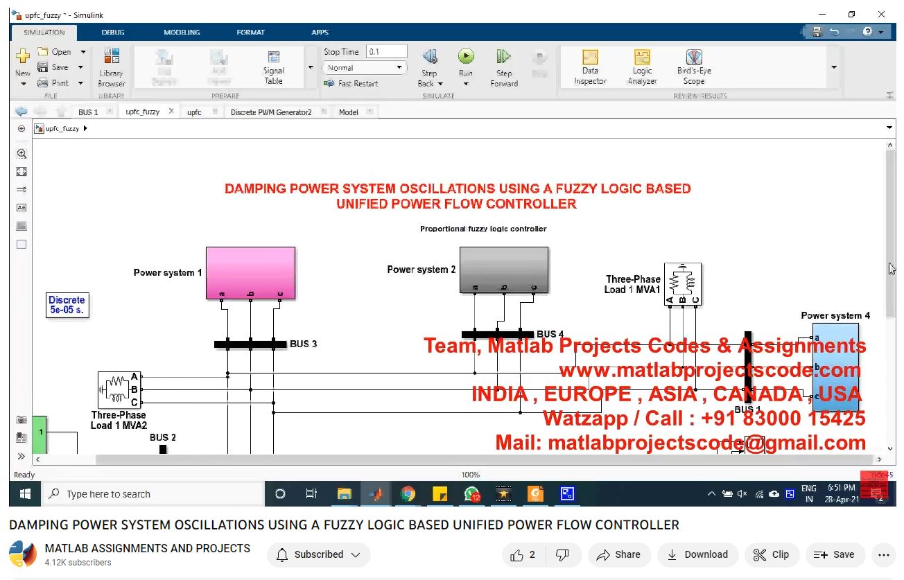 Damping Power System Oscillations Using A Fuzzy Logic Based Unified Power Flow Controller project simulation thumbnail for Renewable Energy Engineering