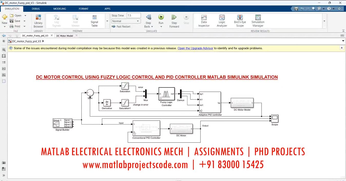 Dc Motor Control Using Fuzzy Logic And Pid Controller Matlab Simulink Simulation project thumbnail image