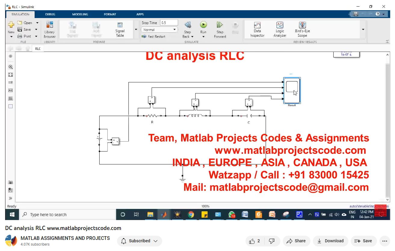 Dc Analysis Rlc-Matlab Simulink-Electrical Assignments-Projects-Phd Research project thumbnail image