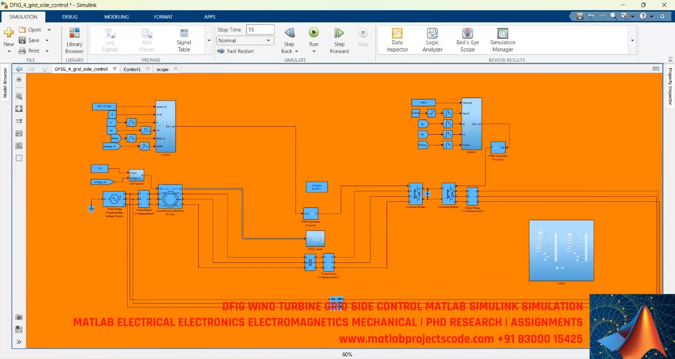 Dfig Wind Turbine Grid Side Control Matlab Simulink Simulation project thumbnail image