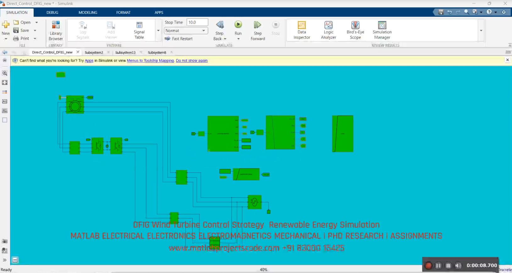 DFIG Wind Turbine Control Strategy Renewable Energy Simulation project thumbnail image