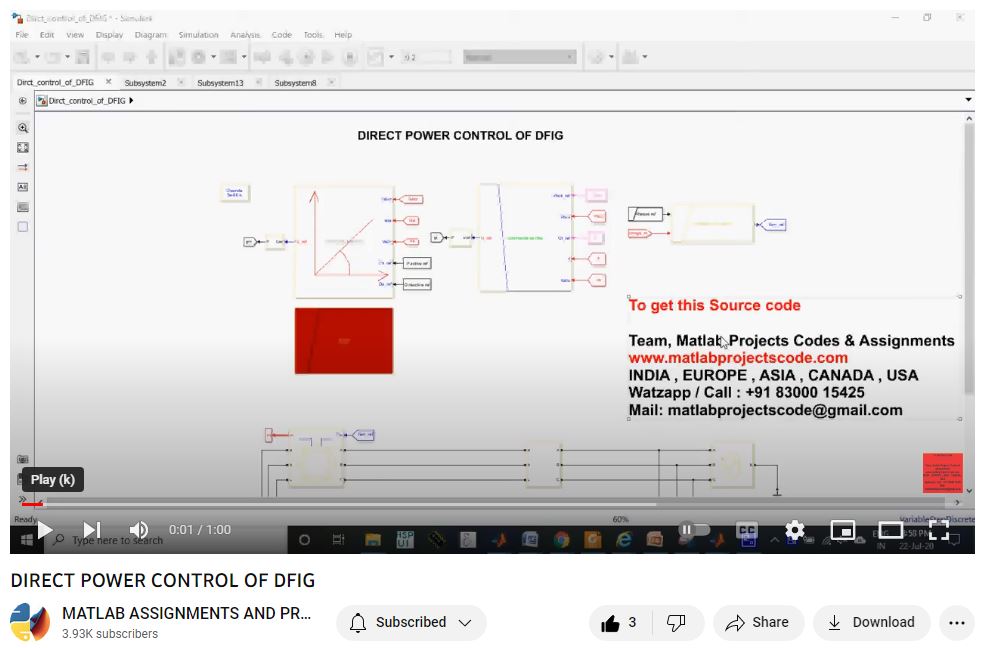 Direct Power Control Of Dfig project simulation thumbnail for Renewable Energy Engineering