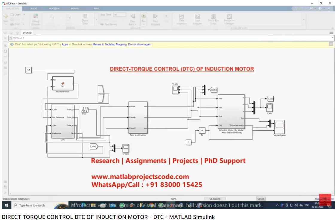 Direct Torque Control Dtc Of Induction Motor project simulation thumbnail for Mechanical, EV and Mechatronics Engineering