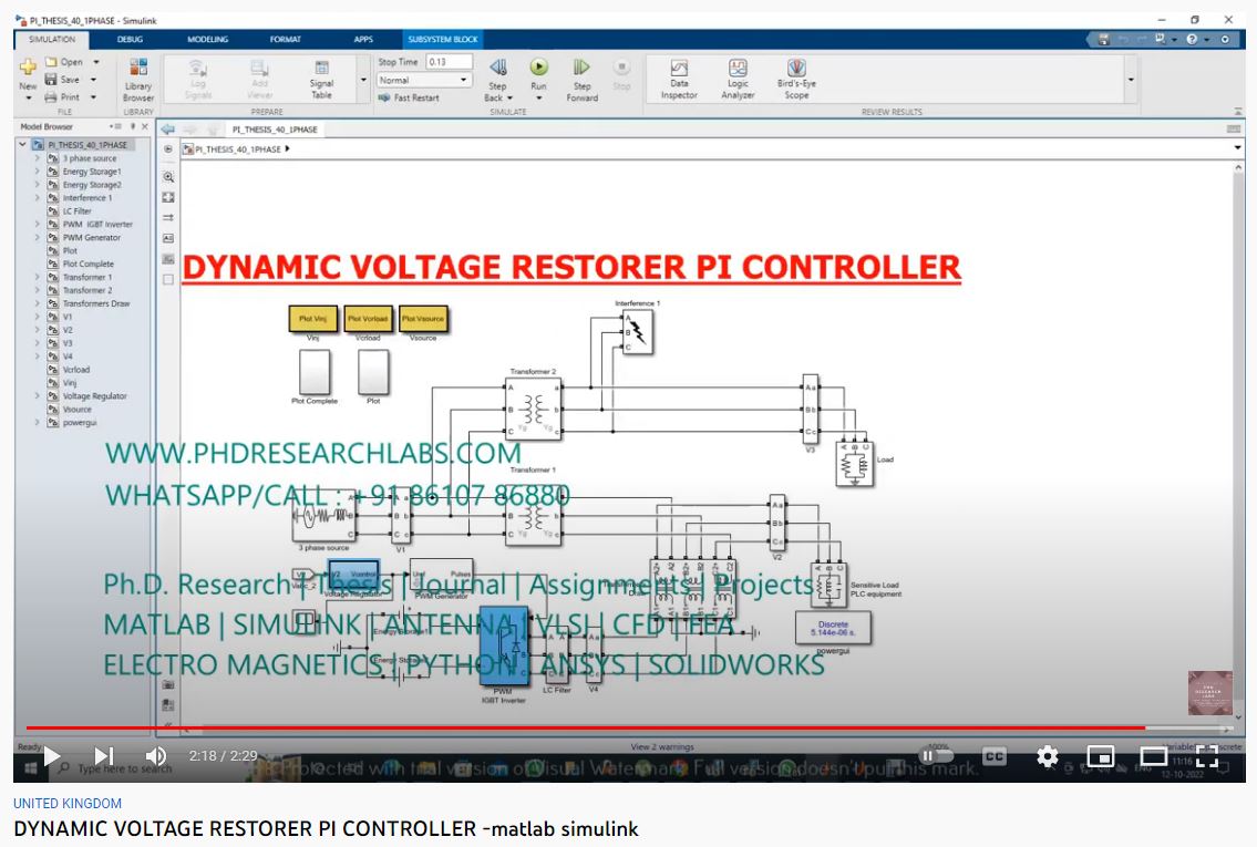 DYNAMIC VOLTAGE RESTORER PI CONTROLLER MATLAB SIMULINK project thumbnail image