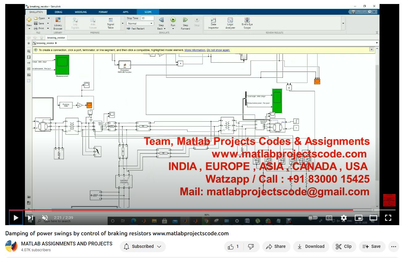 Damping Of Power Swings By Control Of Braking Resistors-Matlab Simulink-Electrical Assignments-Projects-Phd Research project thumbnail image